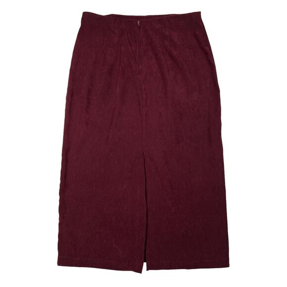 Vintage Erica Velvet Straight Pencil Maxi Skirt Back Zip Unlined Wine Red XL - Picture 2 of 5